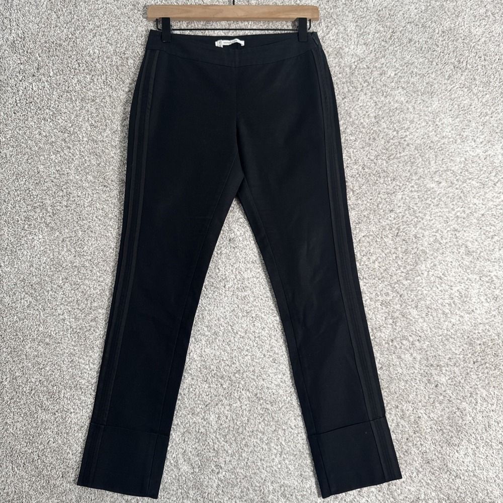 Derek Lam 10 Crosby‎ $320 Crop Cuff Tuxedo Trouser Black Pant  Women's Size 0